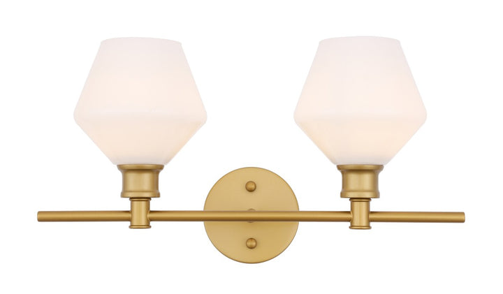 2 Light Brass And Frosted White Glass Wall Sconce by Living District