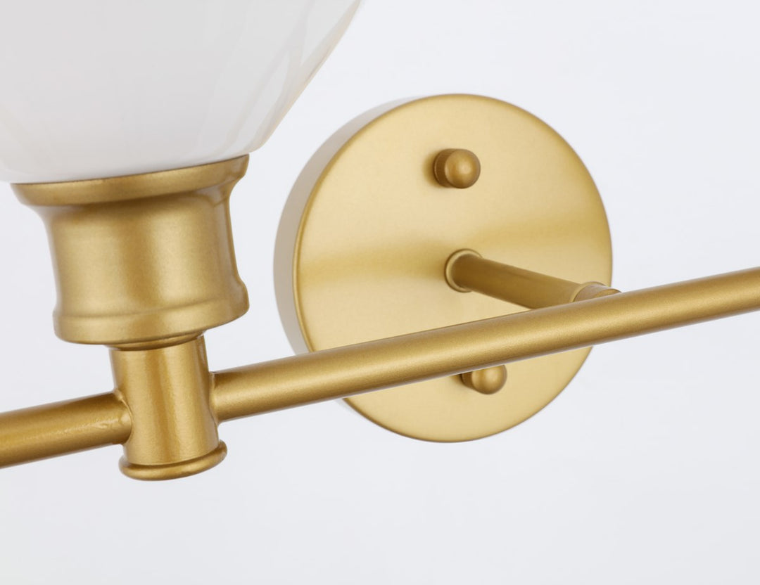 2 Light Brass And Frosted White Glass Wall Sconce