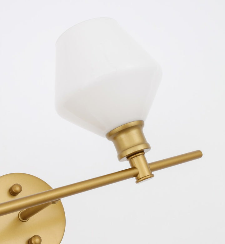 2 Light Brass And Frosted White Glass Wall Sconce