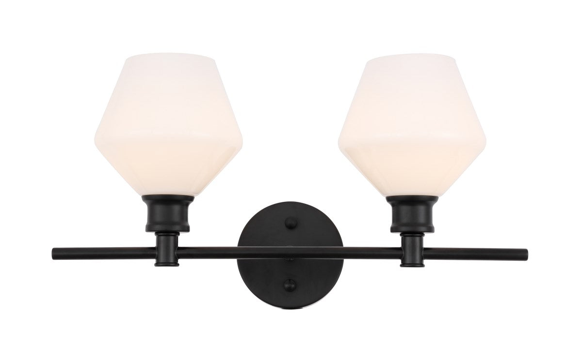 2 Light Black And Frosted White Glass Wall Sconce by Living District