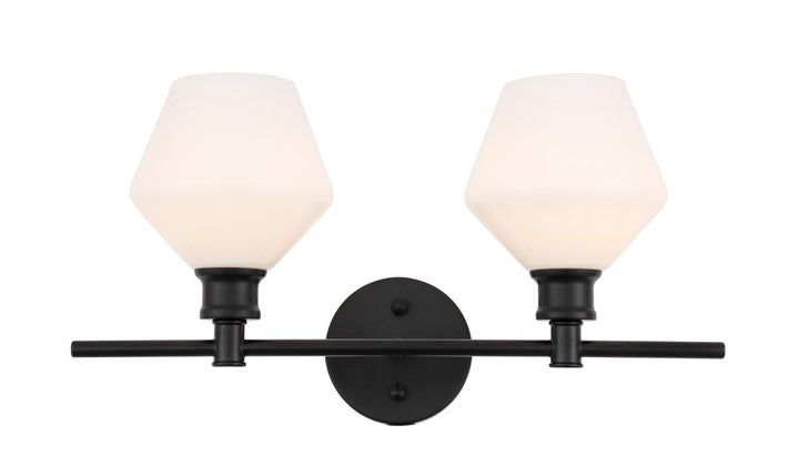 2 Light Black And Frosted White Glass Wall Sconce by Living District