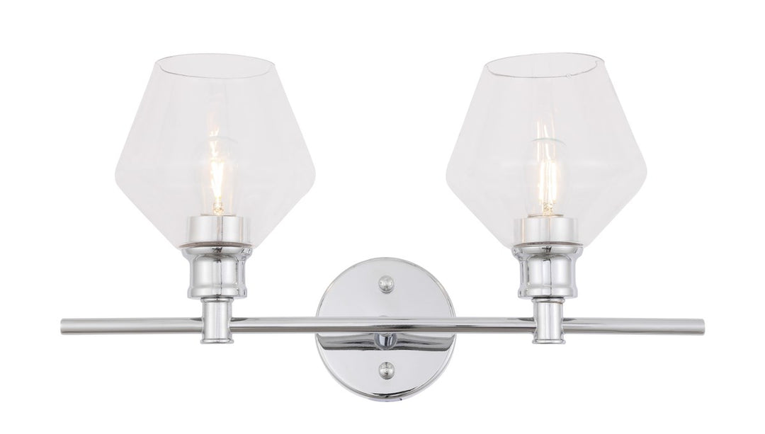 2 Light Chrome And Clear Glass Wall Sconce by Living District