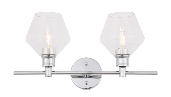 2 Light Chrome And Clear Glass Wall Sconce by Living District
