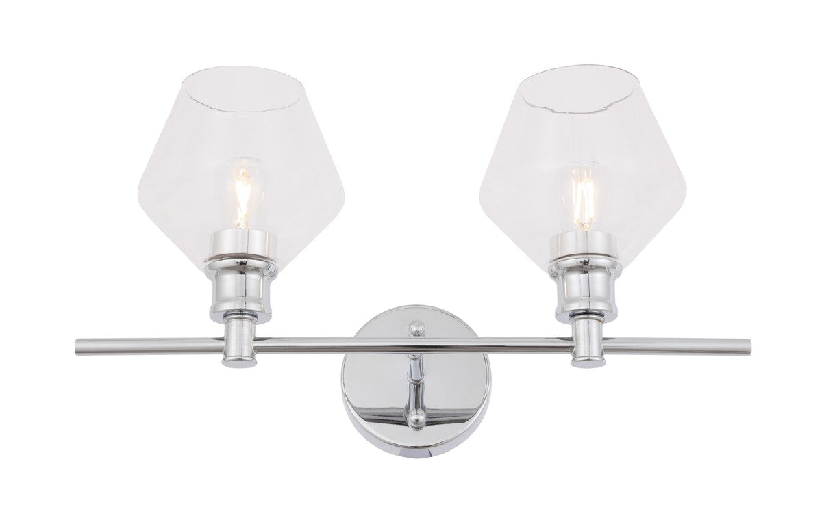 2 Light Chrome And Clear Glass Wall Sconce