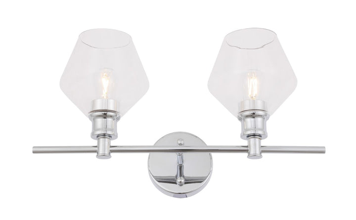 2 Light Chrome And Clear Glass Wall Sconce