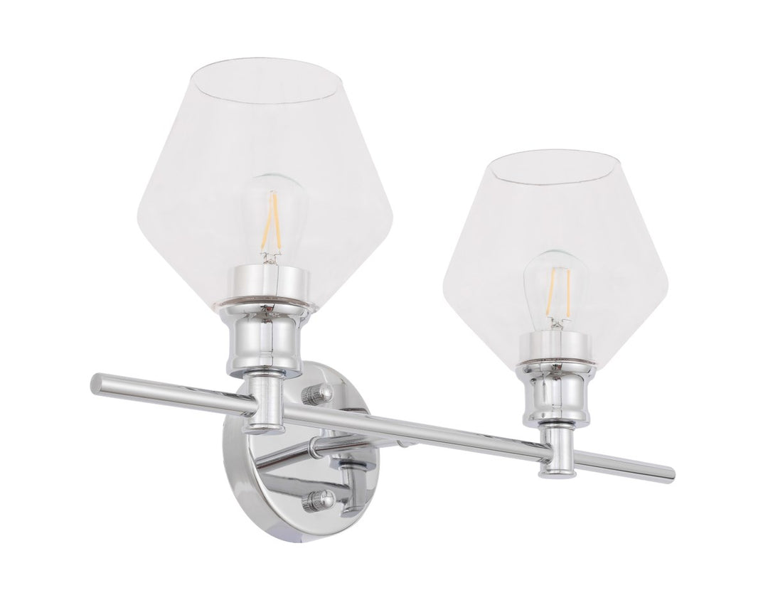 2 Light Chrome And Clear Glass Wall Sconce