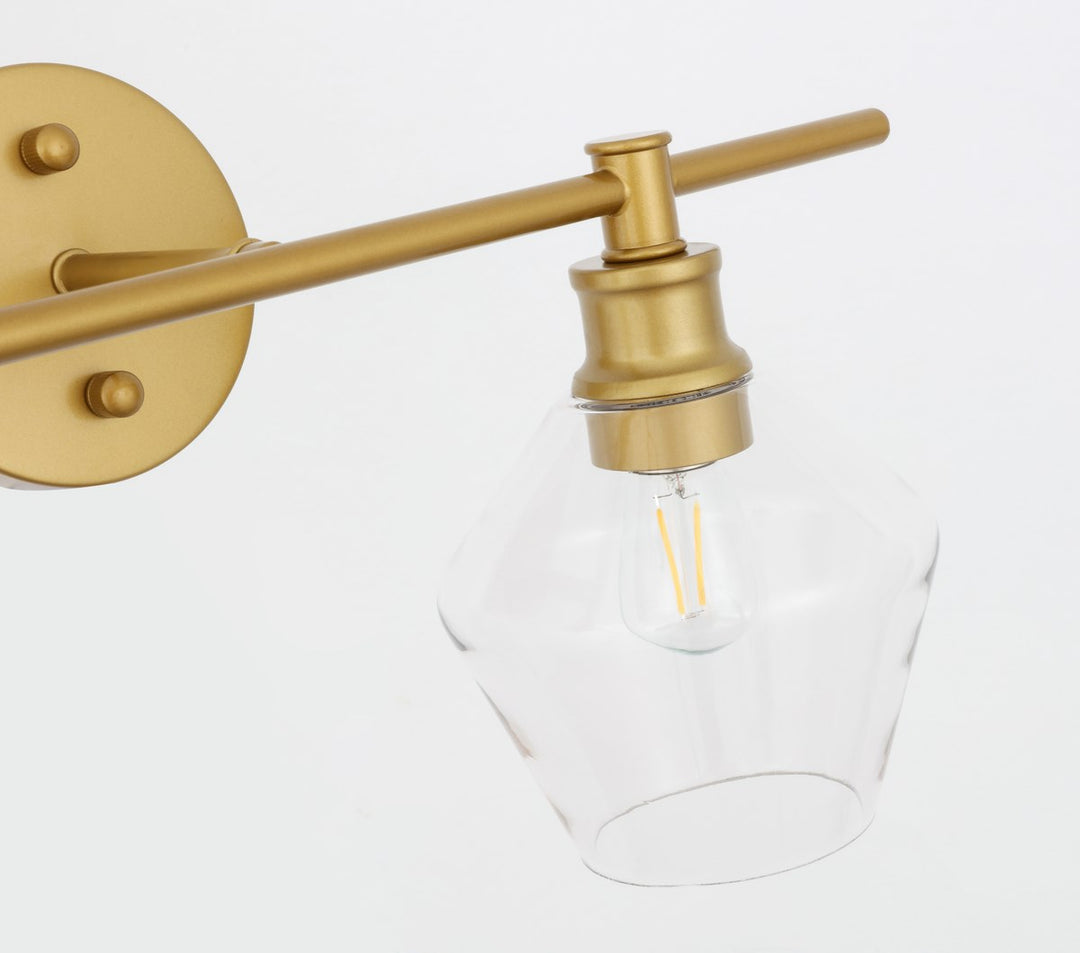 2 Light Brass And Clear Glass Wall Sconce