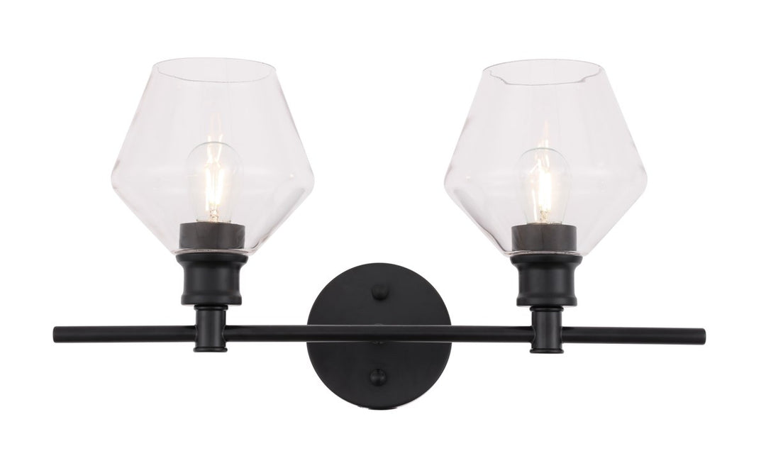 2 Light Black And Clear Glass Wall Sconce by Living District