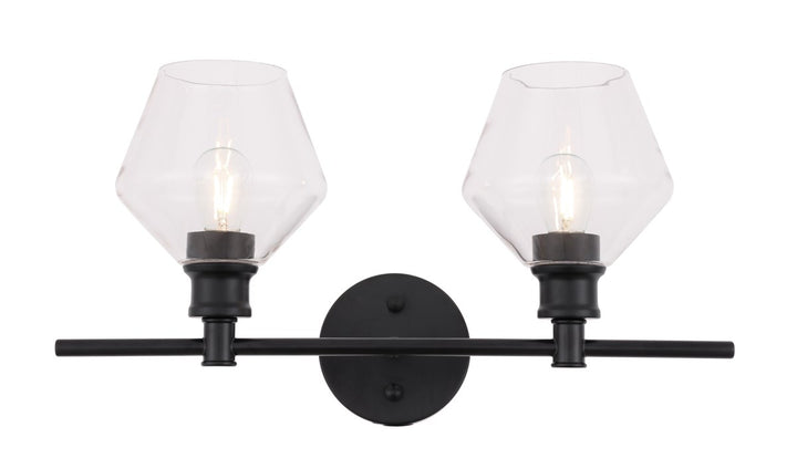 2 Light Black And Clear Glass Wall Sconce by Living District