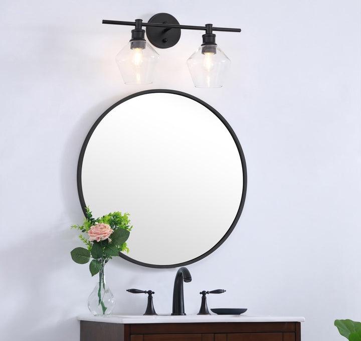 2 Light Black And Clear Glass Wall Sconce