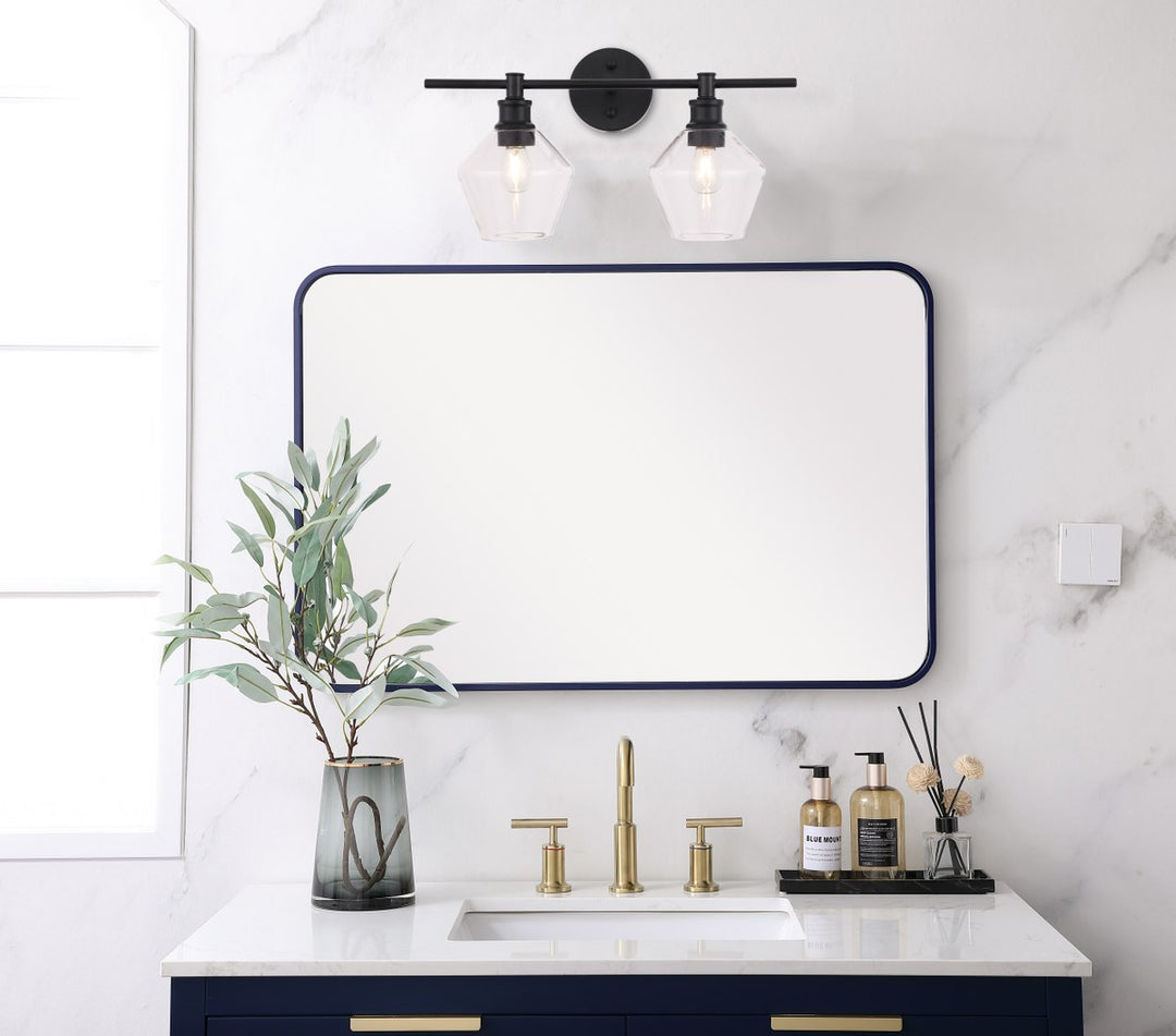 2 Light Black And Clear Glass Wall Sconce
