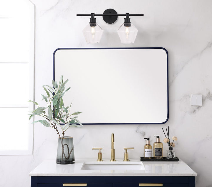 2 Light Black And Clear Glass Wall Sconce