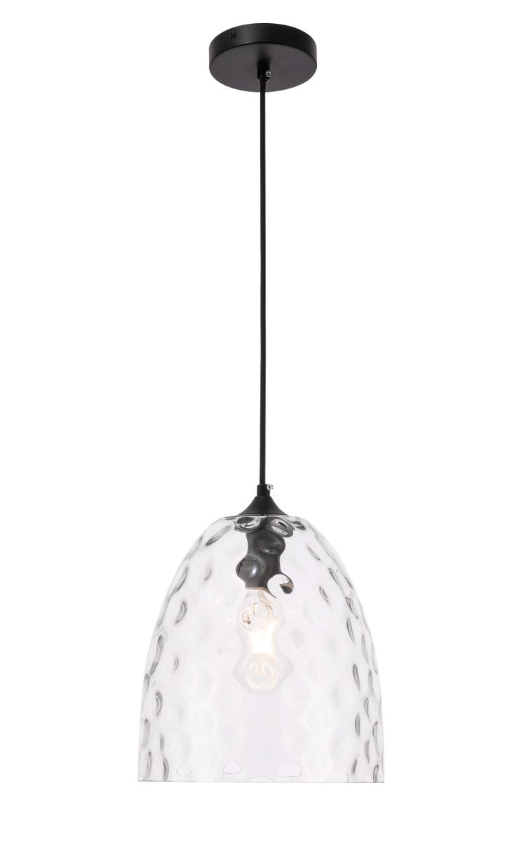 1 Light Black And Clear Glass Pendant by Living District