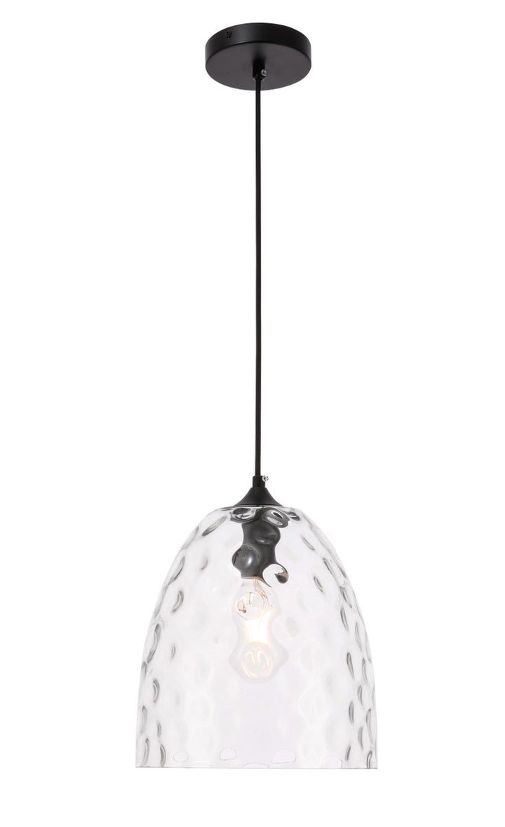 1 Light Black And Clear Glass Pendant by Living District