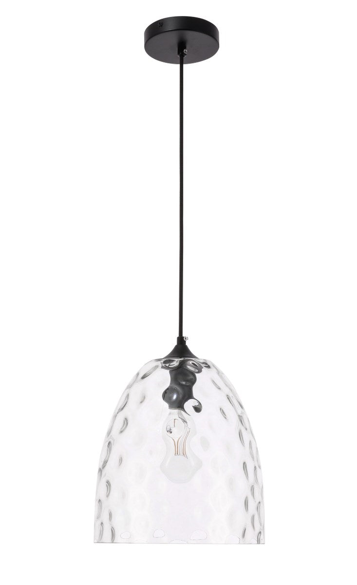 1 Light Black And Clear Glass Pendant