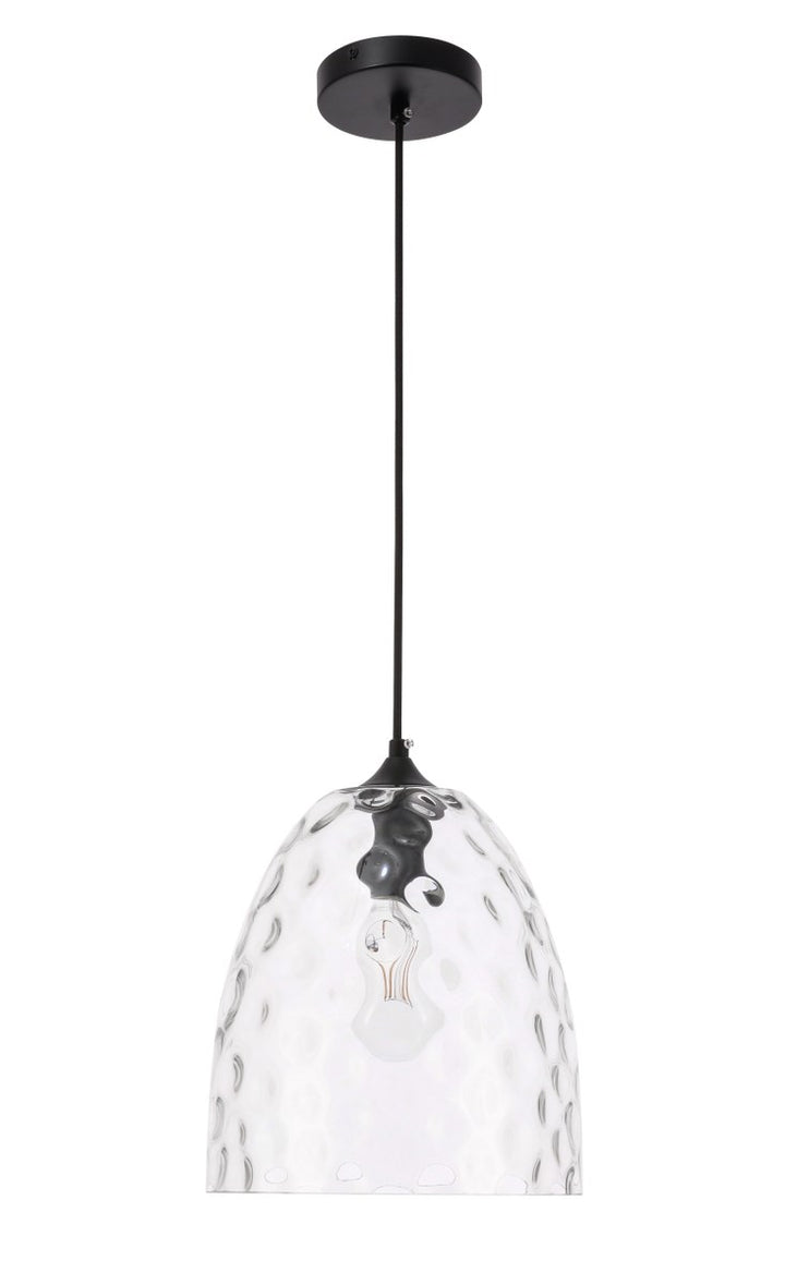 1 Light Black And Clear Glass Pendant