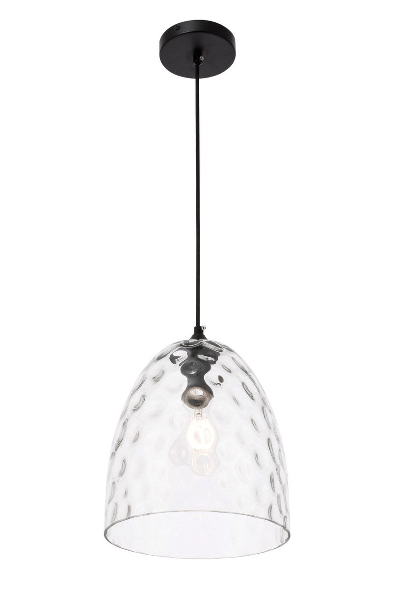 1 Light Black And Clear Glass Pendant
