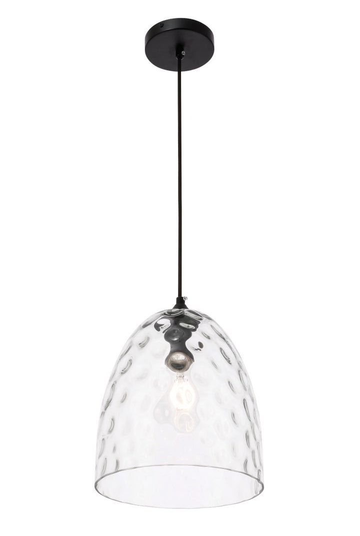 1 Light Black And Clear Glass Pendant
