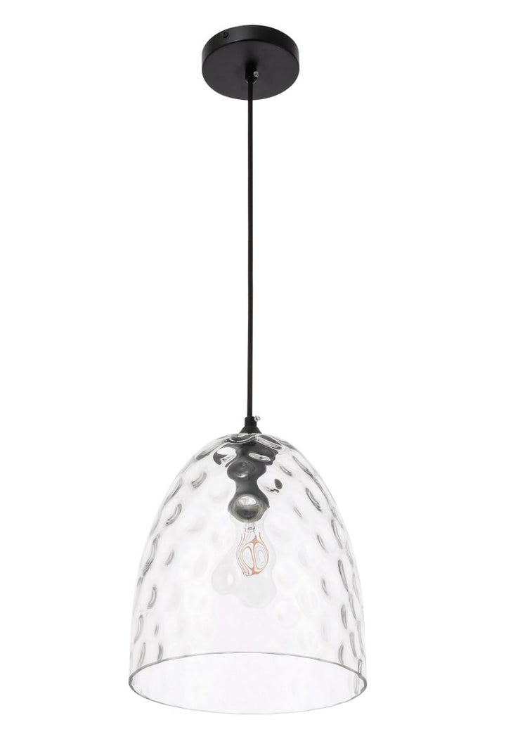 1 Light Black And Clear Glass Pendant