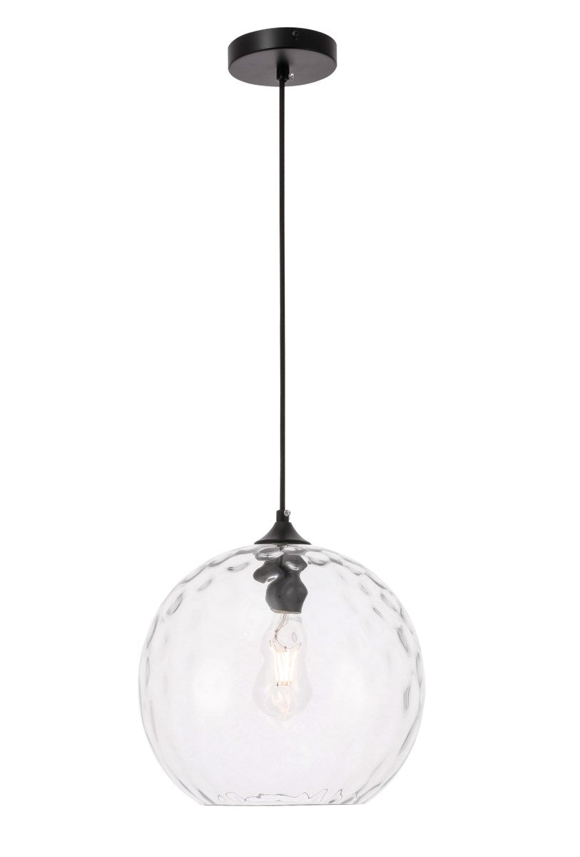 1 Light Black And Clear Glass Pendant by Living District