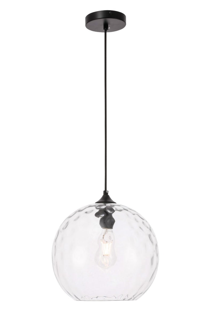 1 Light Black And Clear Glass Pendant by Living District