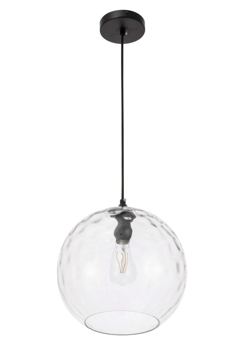 1 Light Black And Clear Glass Pendant