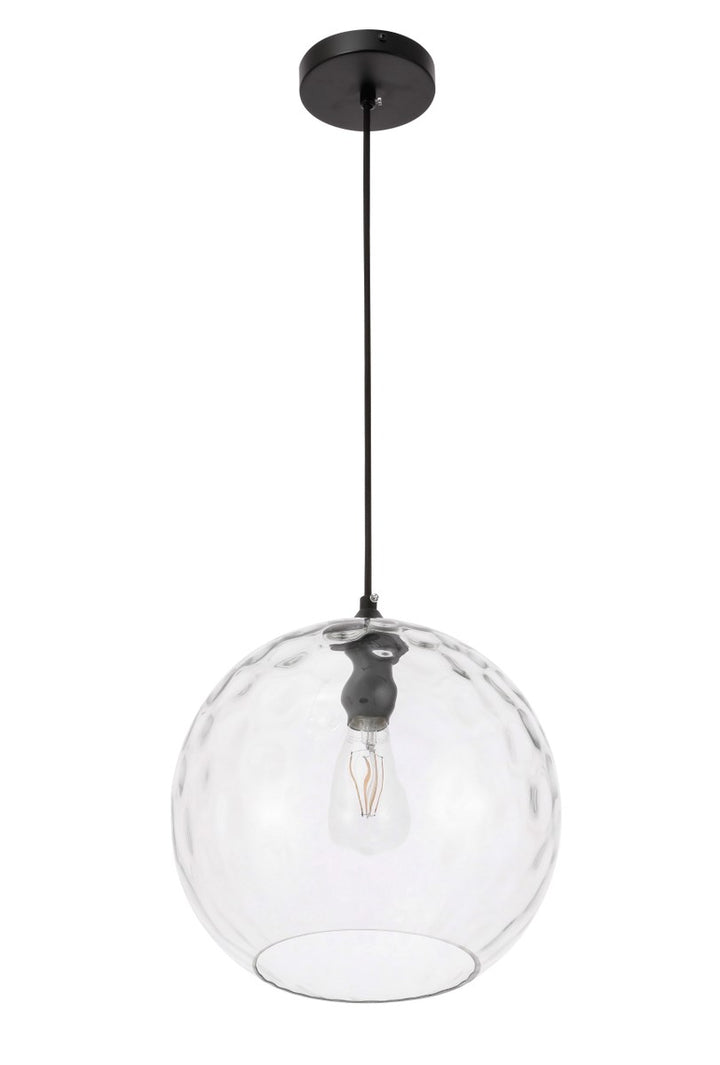 1 Light Black And Clear Glass Pendant