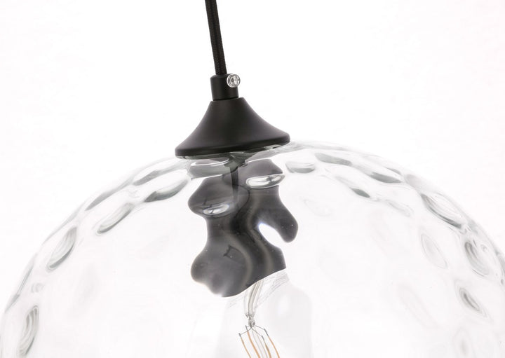 1 Light Black And Clear Glass Pendant