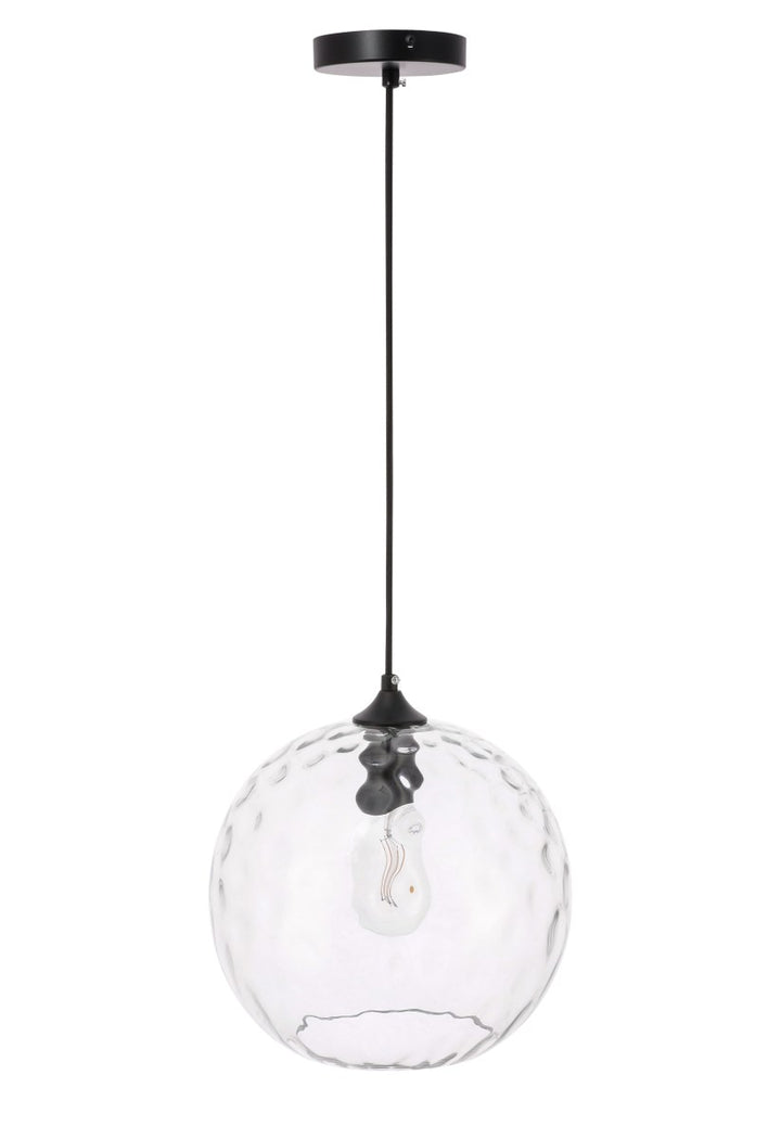 1 Light Black And Clear Glass Pendant