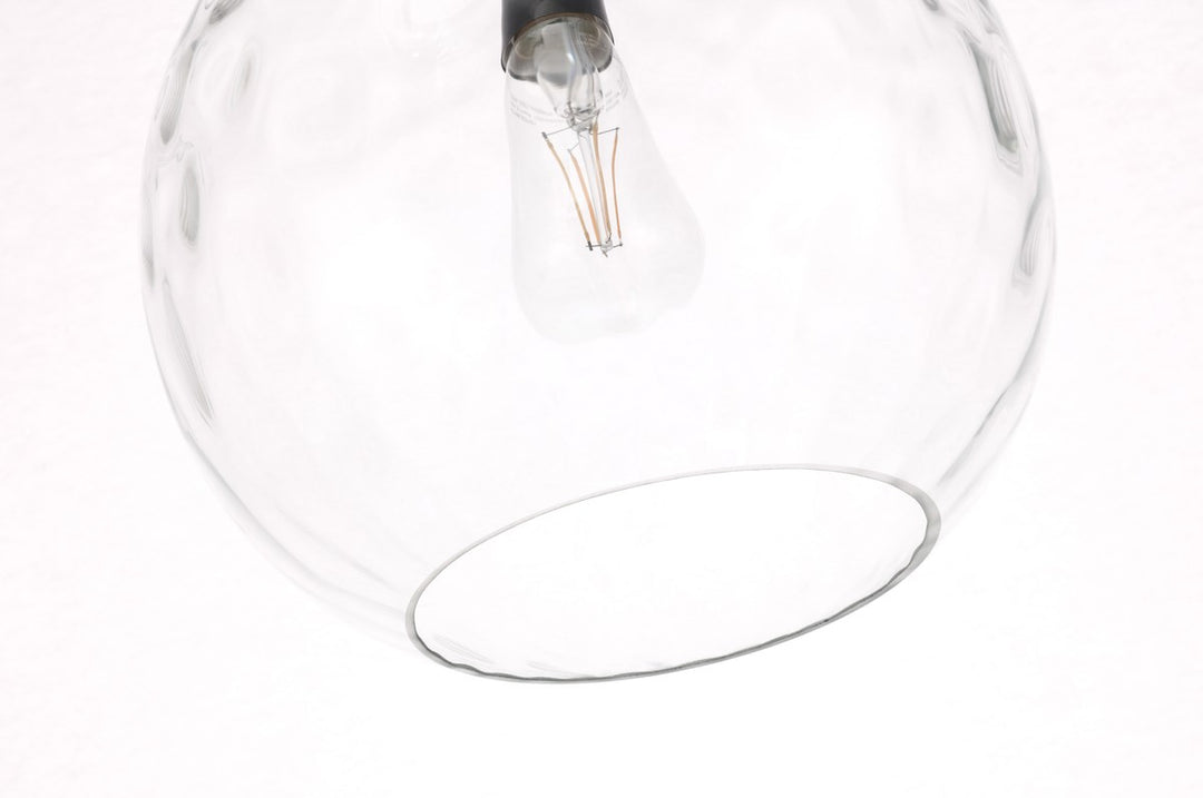 1 Light Black And Clear Glass Pendant