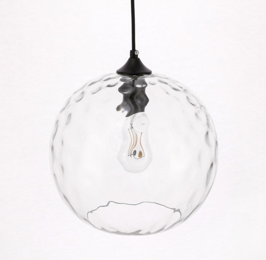 1 Light Black And Clear Glass Pendant