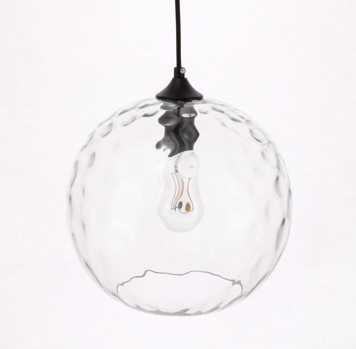 1 Light Black And Clear Glass Pendant