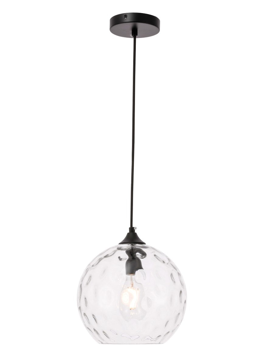 1 Light Black And Clear Glass Pendant by Living District