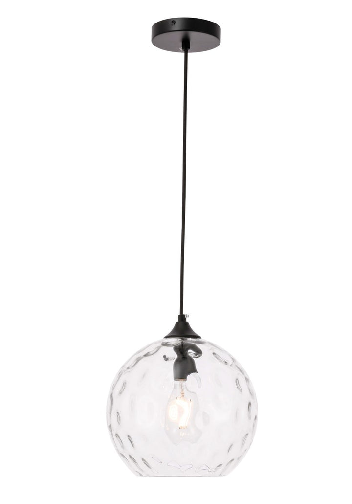 1 Light Black And Clear Glass Pendant by Living District