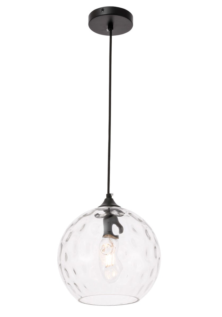 1 Light Black And Clear Glass Pendant