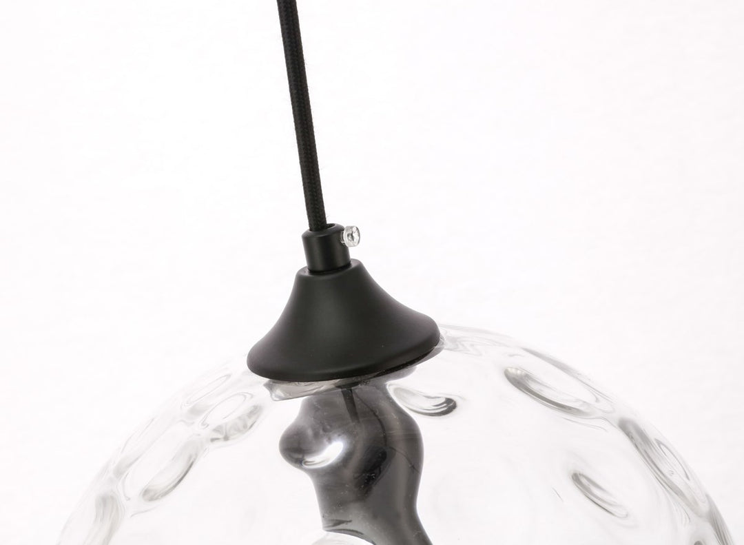 1 Light Black And Clear Glass Pendant