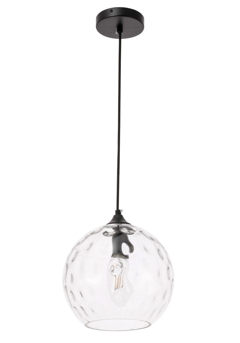 1 Light Black And Clear Glass Pendant