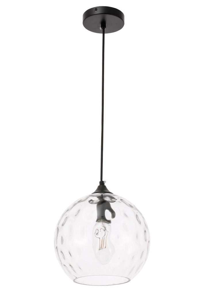 1 Light Black And Clear Glass Pendant