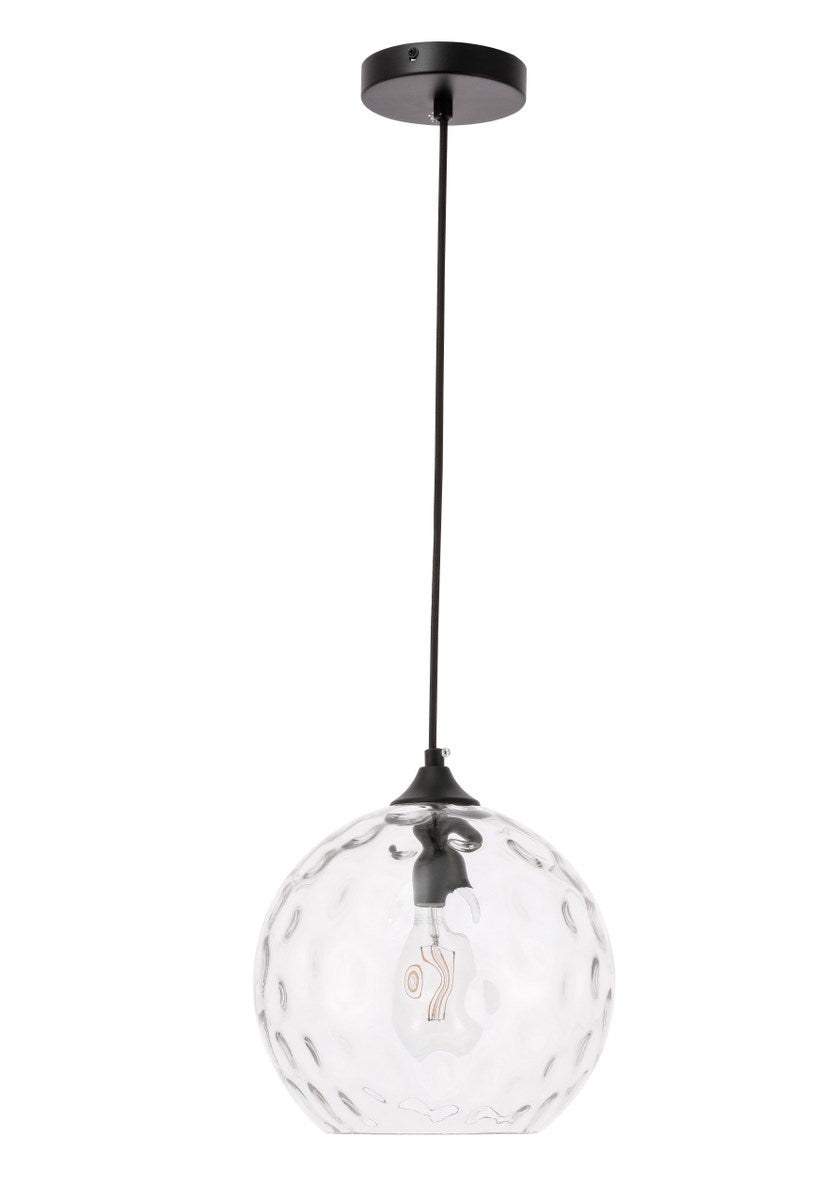 1 Light Black And Clear Glass Pendant