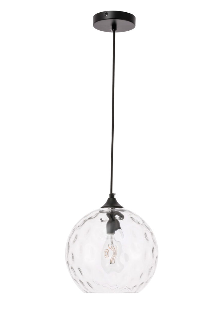1 Light Black And Clear Glass Pendant