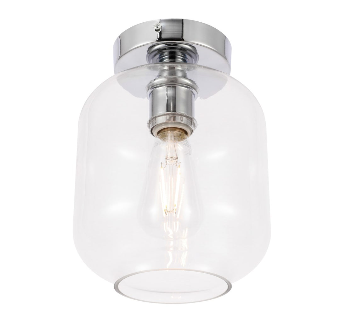 1 Light Chrome And Clear Glass Flush Mount