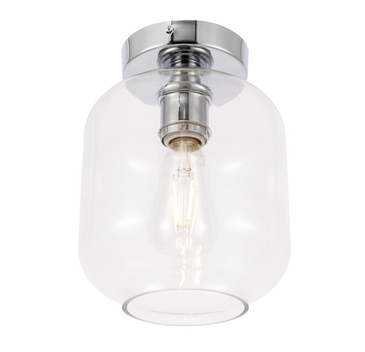 1 Light Chrome And Clear Glass Flush Mount