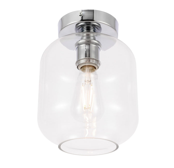 1 Light Chrome And Clear Glass Flush Mount