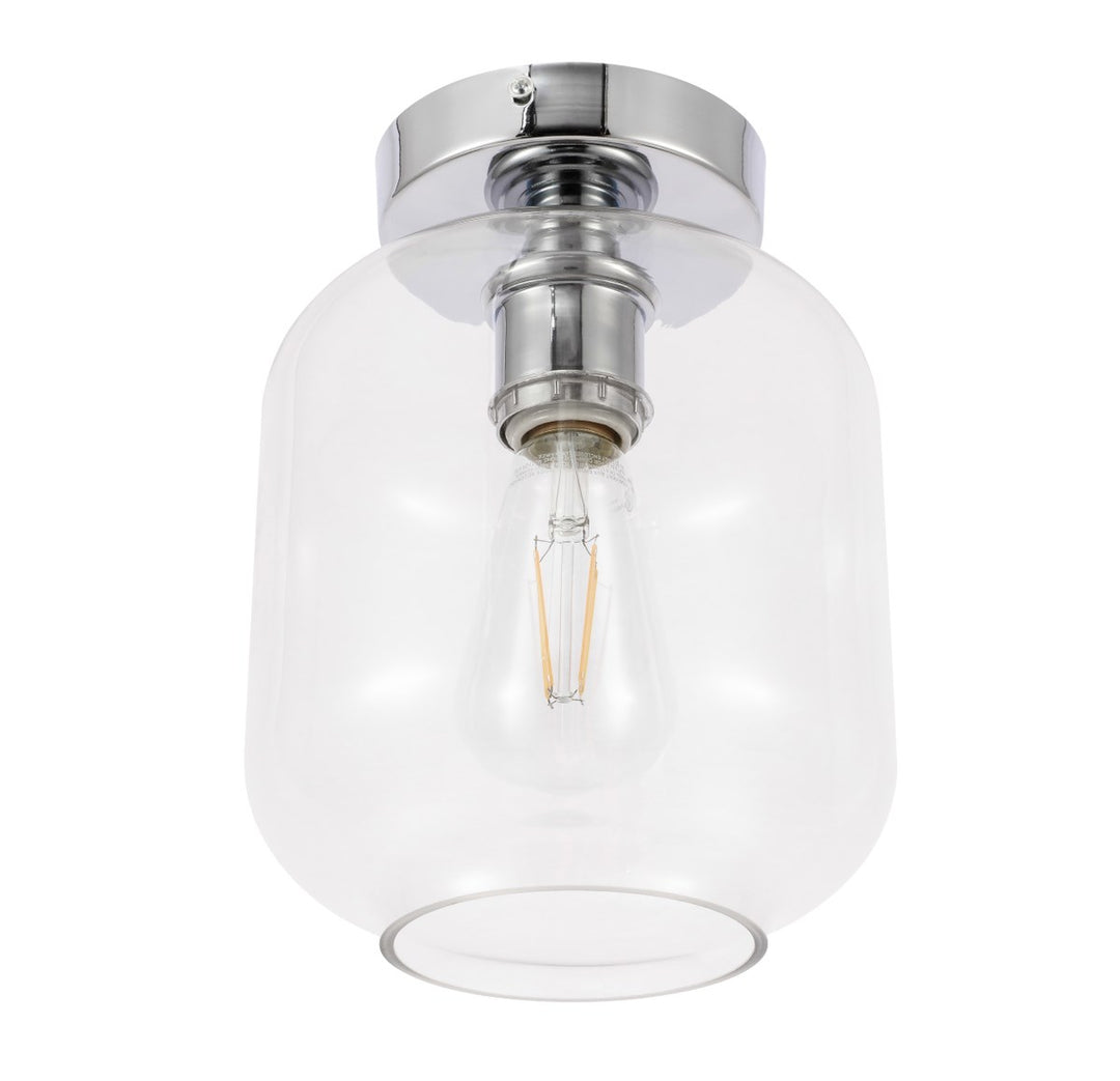 1 Light Chrome And Clear Glass Flush Mount