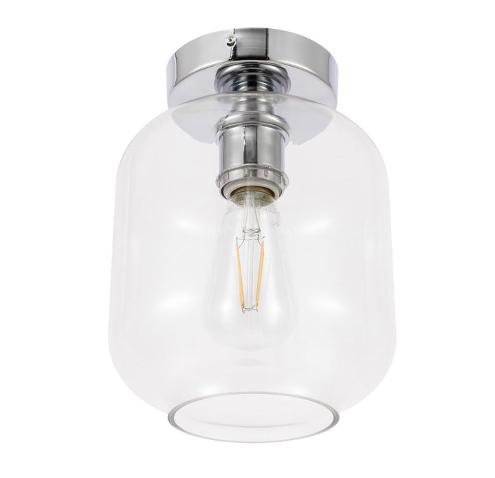 1 Light Chrome And Clear Glass Flush Mount