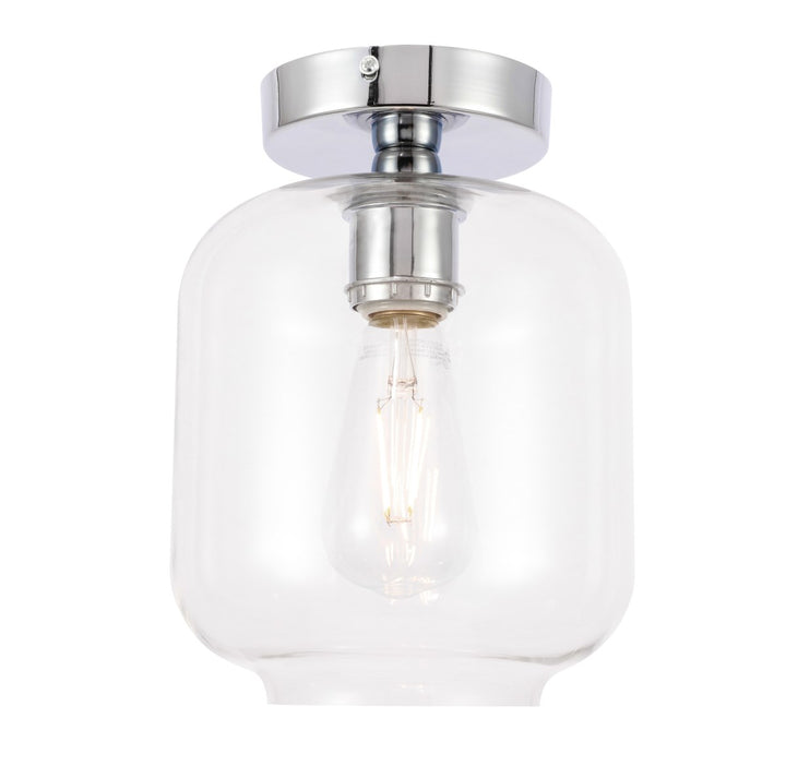 1 Light Chrome And Clear Glass Flush Mount