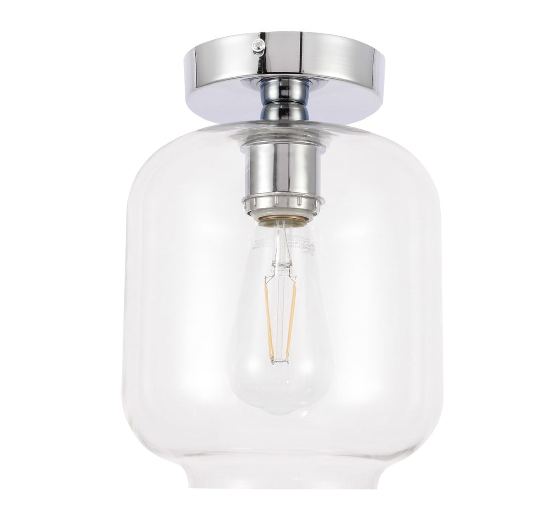 1 Light Chrome And Clear Glass Flush Mount