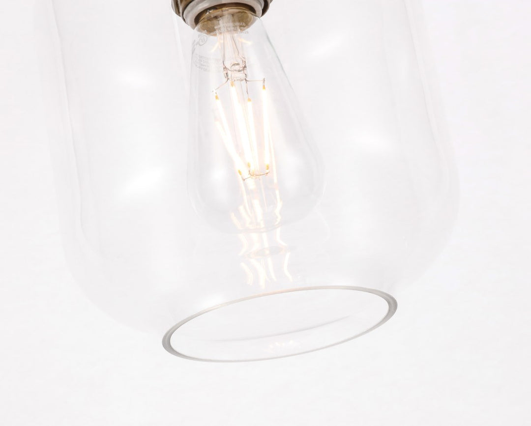 1 Light Brass And Clear Glass Flush Mount