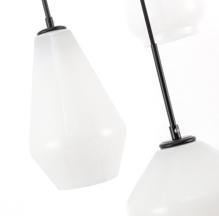 3 Light Black And Frosted White Glass Pendant