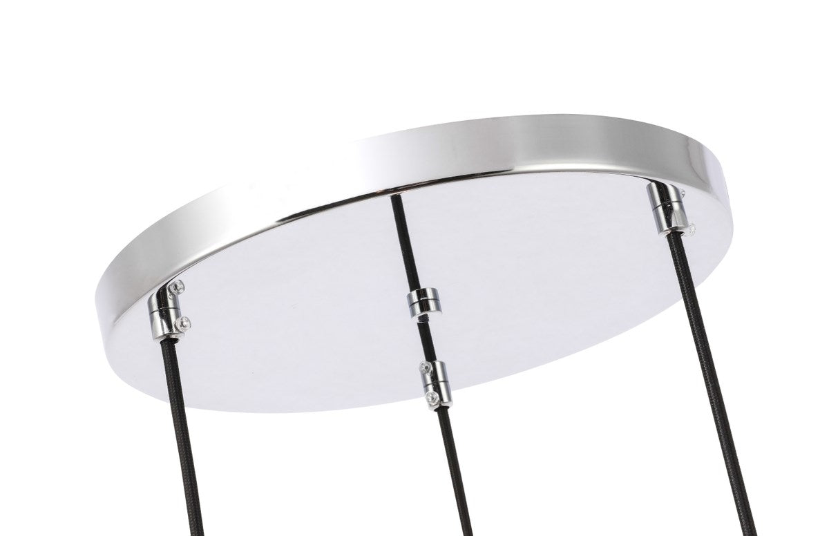 3 Light Chrome And Clear Glass Pendant